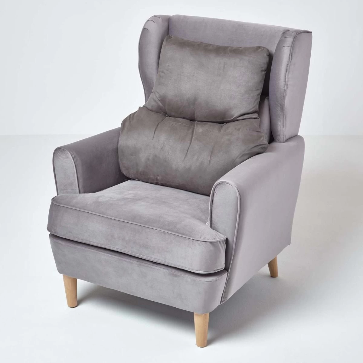 Grey Faux Suede Back Support Cushion - Image 2