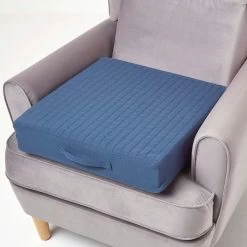 Navy Cotton Orthopaedic Foam Armchair Booster Cushion