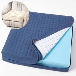 Navy Quilted Cotton Armchair Booster Cushion Cover