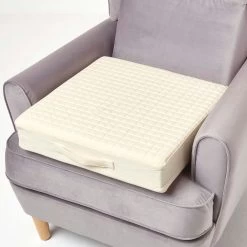 Cream Cotton Orthopaedic Foam Armchair Booster Cushion