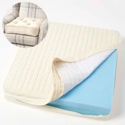 Cream Quilted Cotton Armchair Booster Cushion Cover