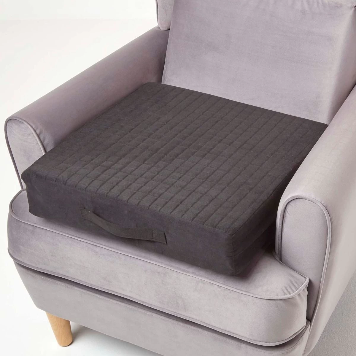 Black Suede Orthopaedic Foam Armchair Booster Cushion