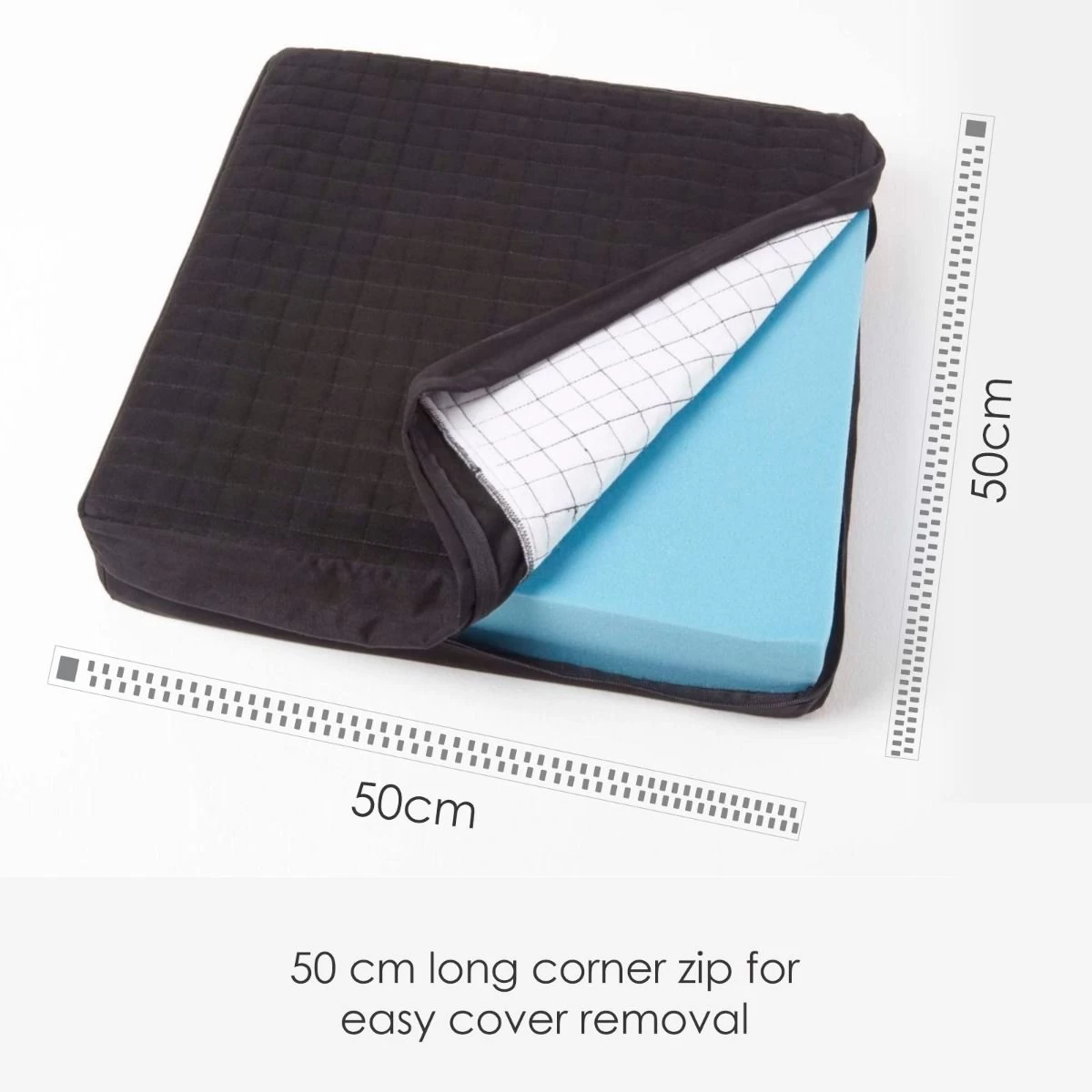 Black Suede Orthopaedic Foam Armchair Booster Cushion - Image 2