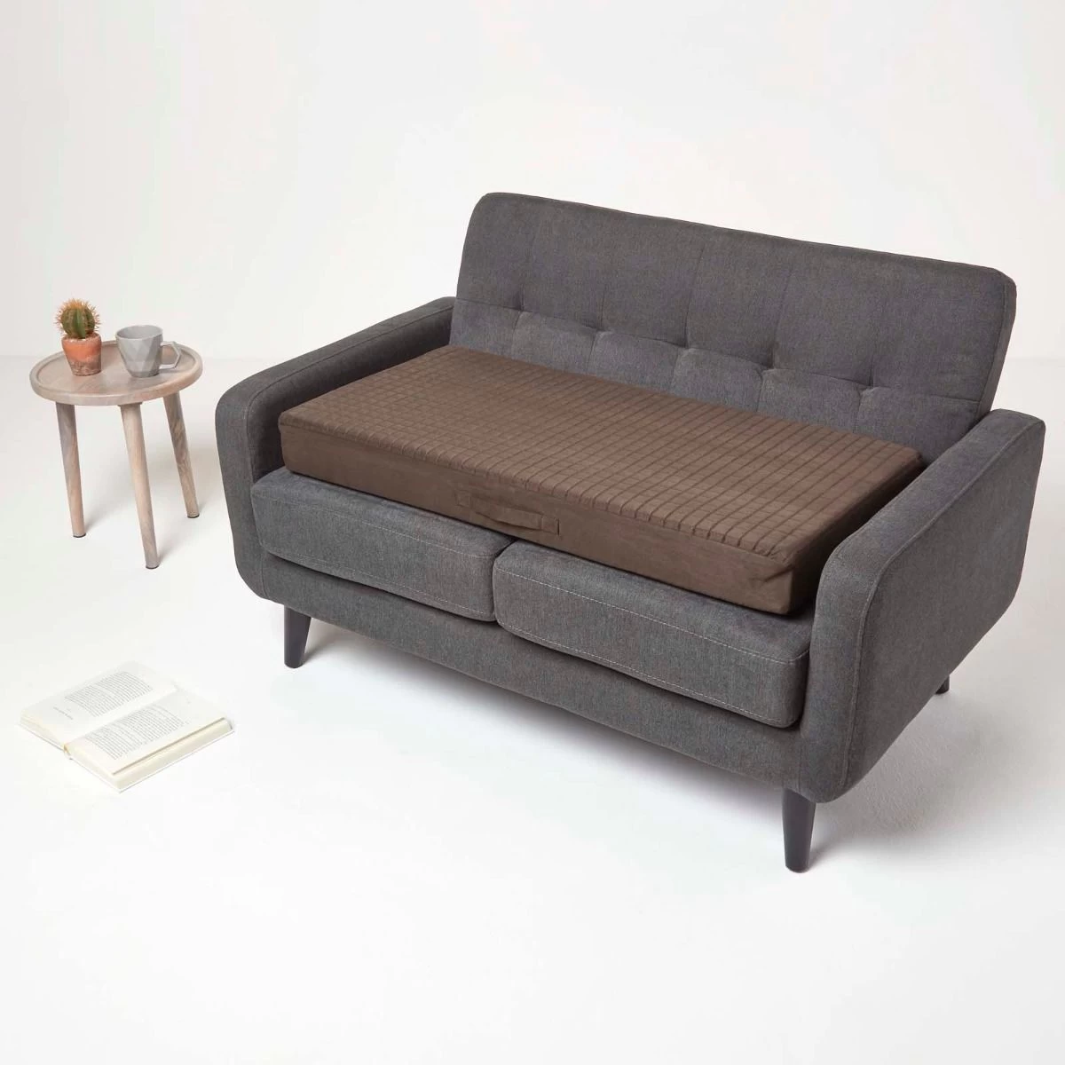 Brown Suede Orthopaedic Foam 2 Seater Booster Cushion - Image 5