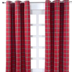 Edward Tartan Check Ready Made Eyelet Curtain Pair