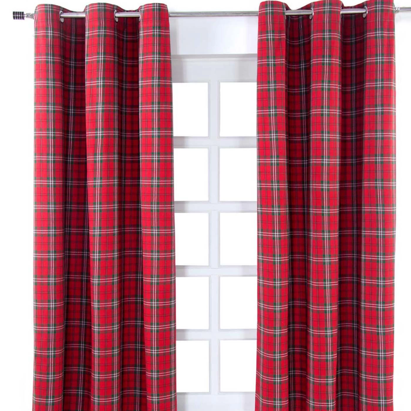 Edward Tartan Check Ready Made Eyelet Curtain Pair