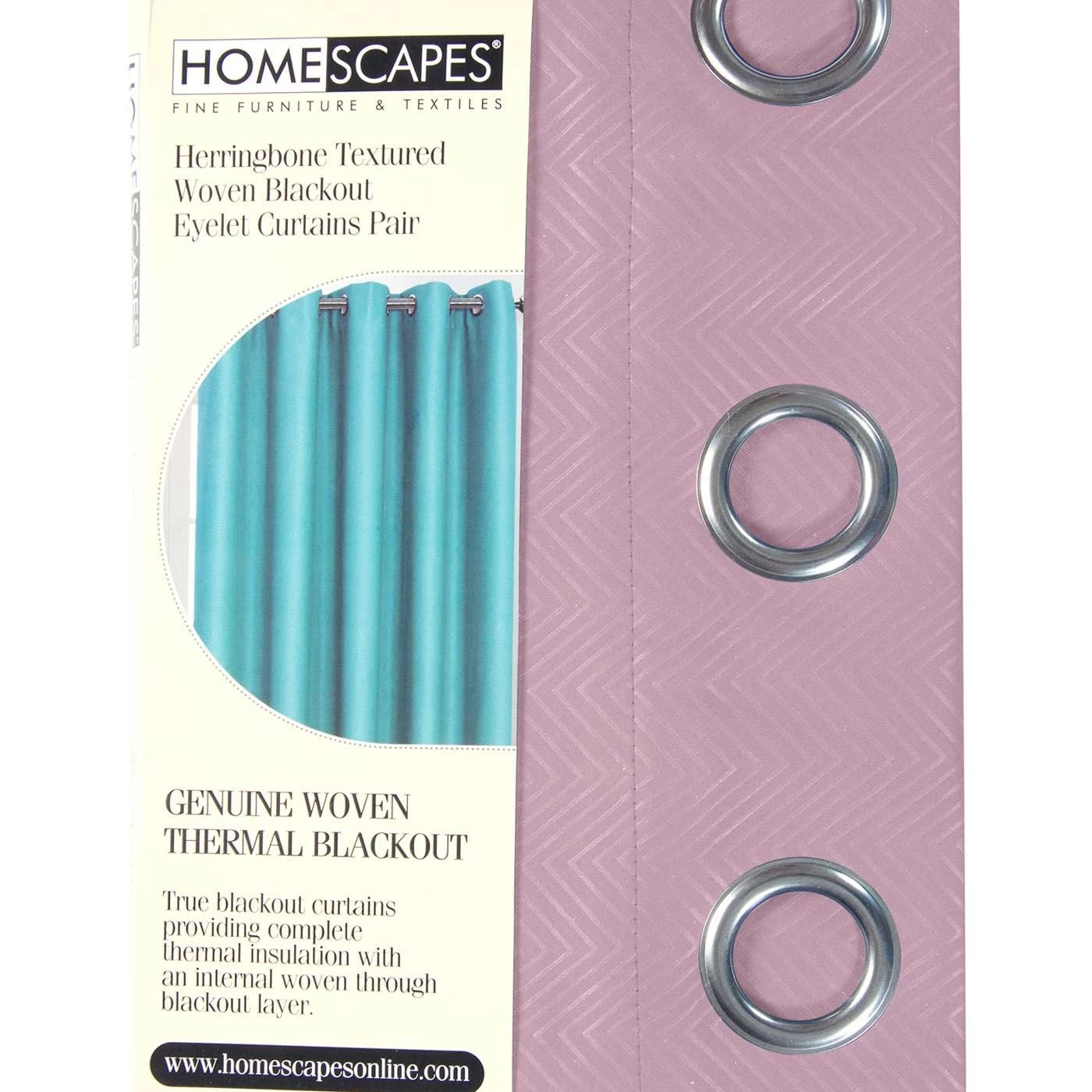 Pastel Pink Herringbone Chevron Blackout Thermal Curtains Pair Eyelet Style - Image 5
