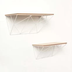 Set Of 2 White Wire Floating Shelves
