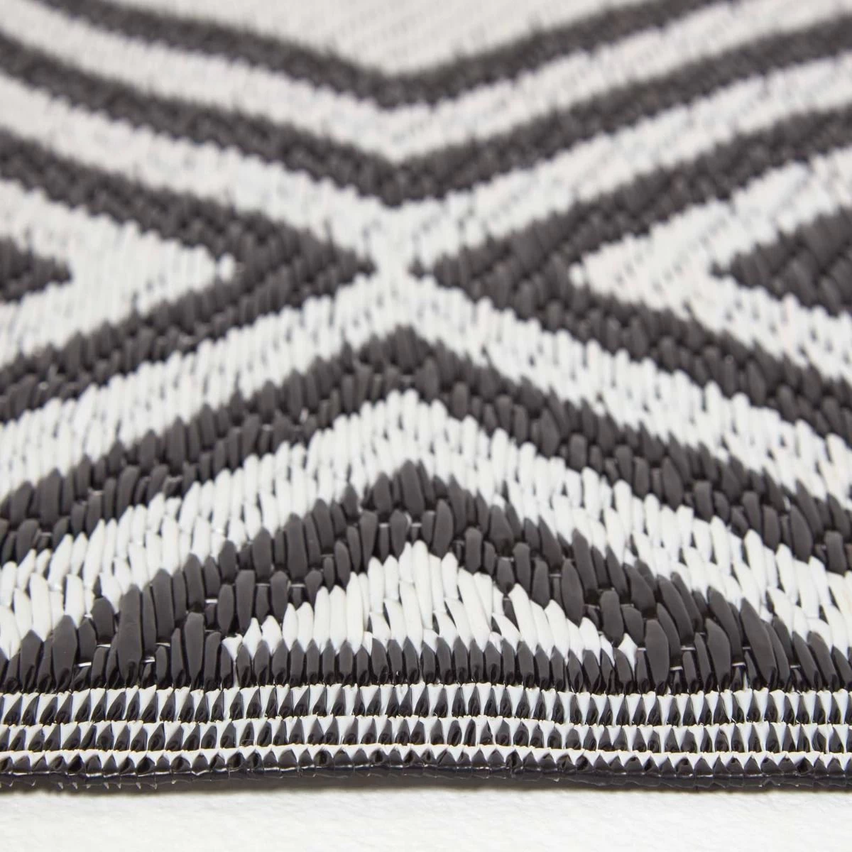 Black And White Geometric Design Reversible Outdoor Rug - Image 4