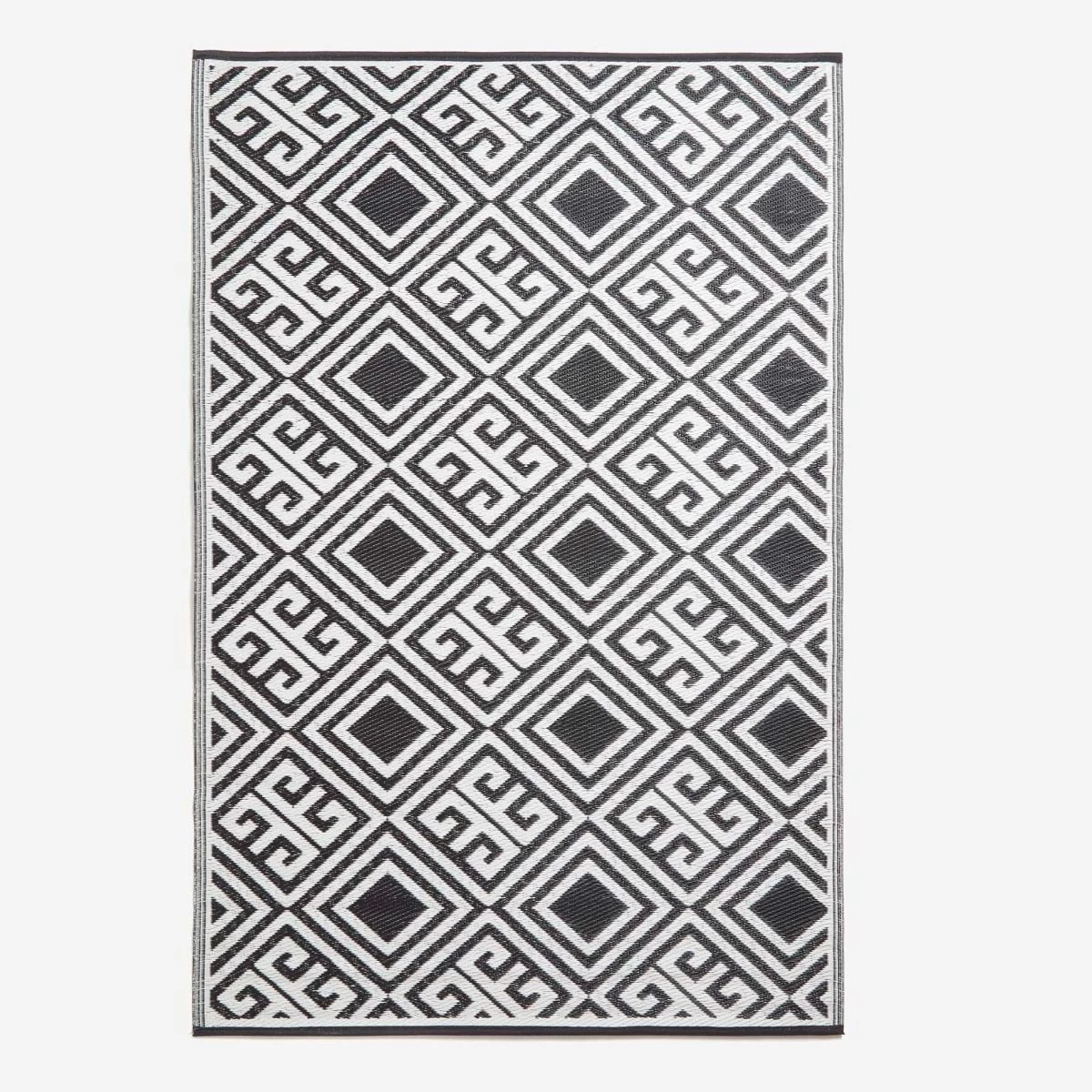 Black And White Geometric Design Reversible Outdoor Rug - Image 5