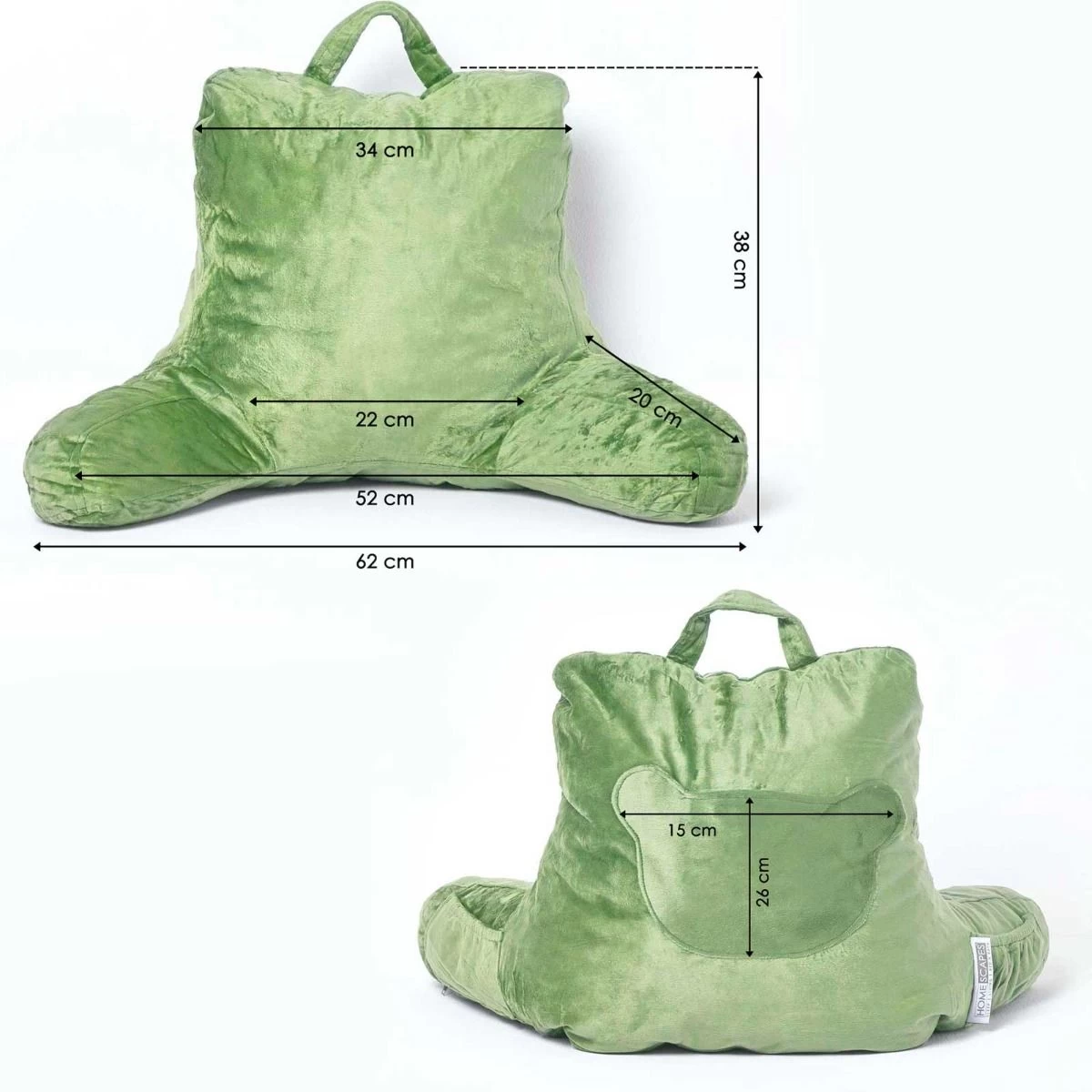 Green Reading Pillow Memory Foam Filling & Velvet Cover, Standard - Image 8