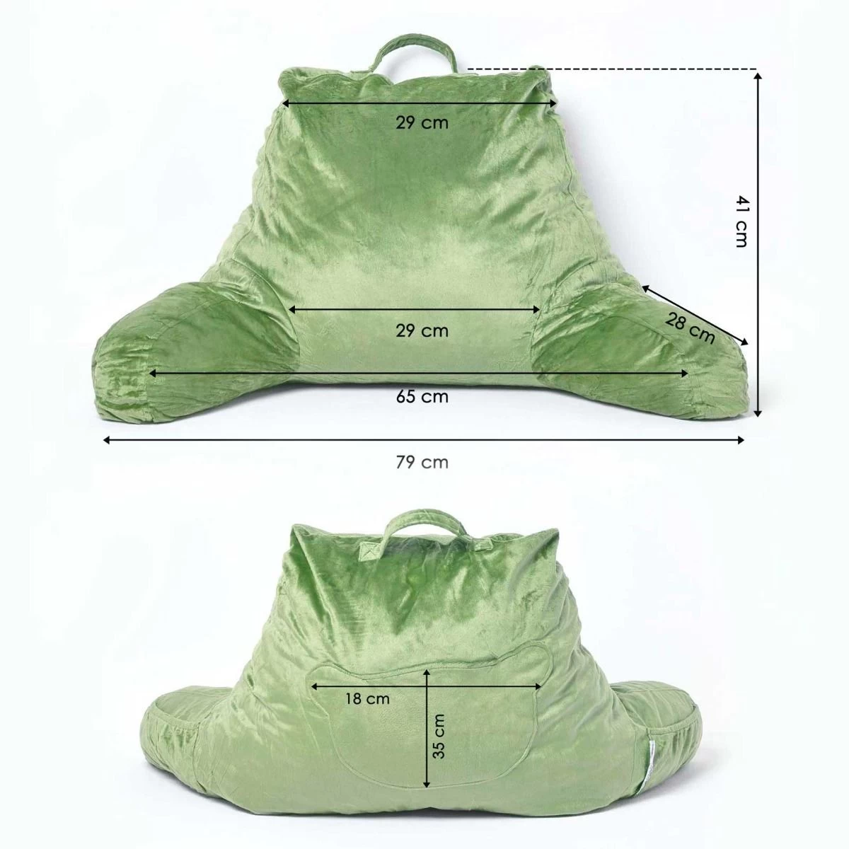 Green Reading Pillow Memory Foam Filling & Velvet Cover, Large - Image 8