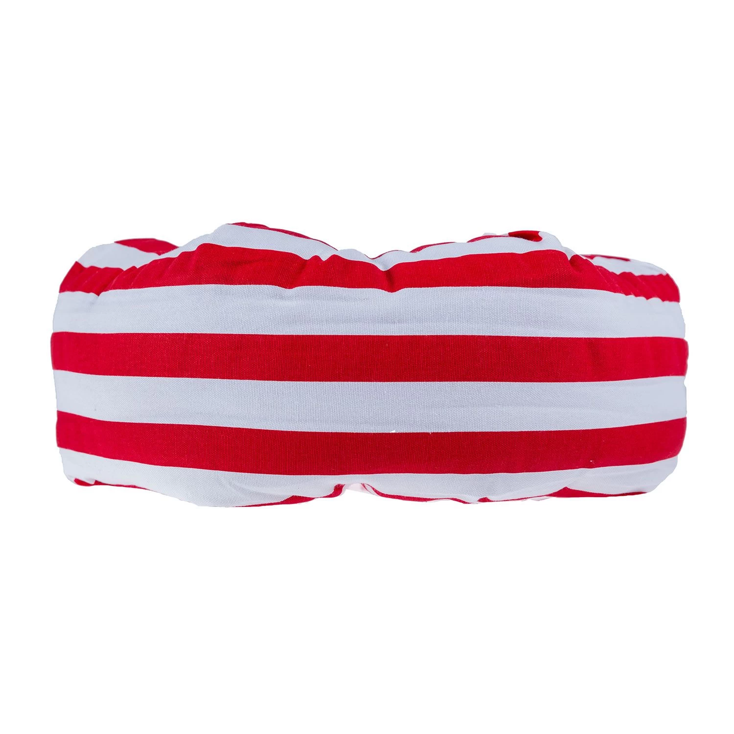 Red And White Stripe Pleated Round Floor Cushion - Image 2