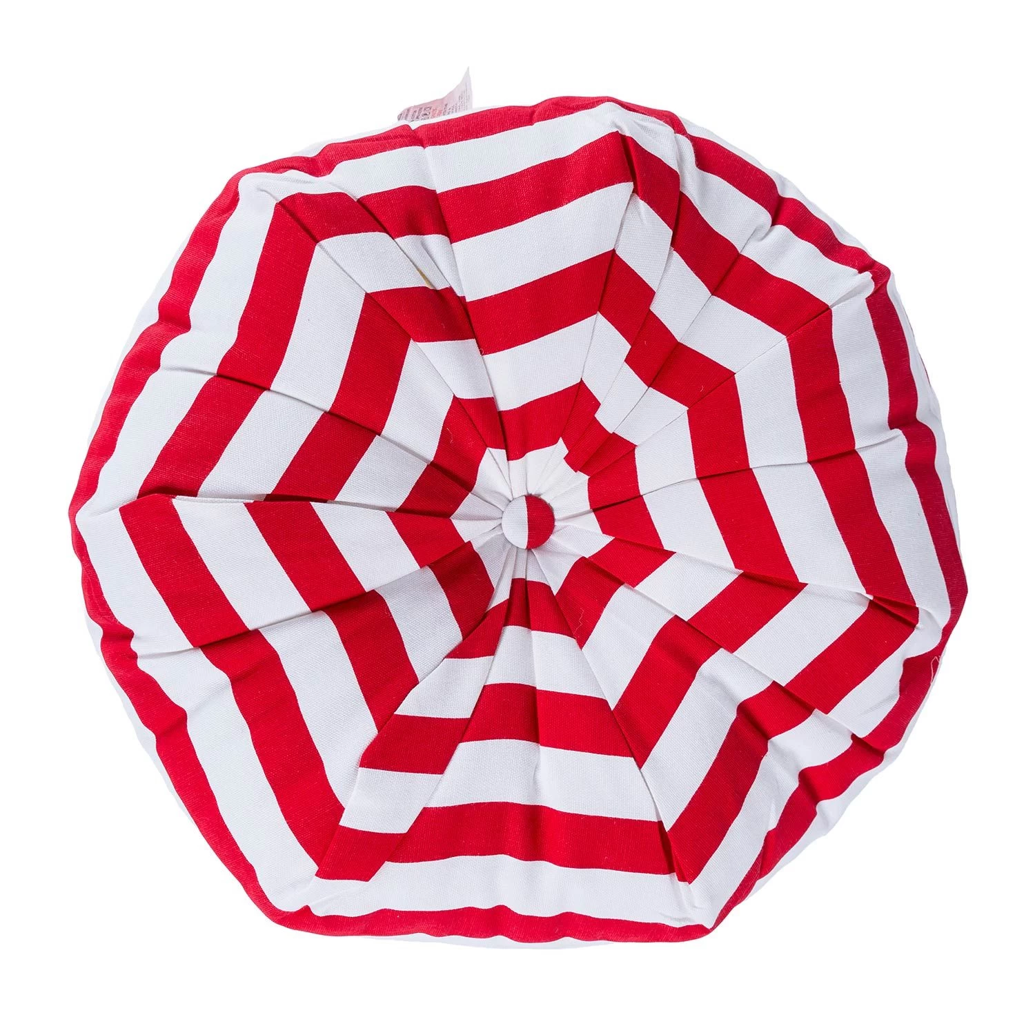 Red And White Stripe Pleated Round Floor Cushion