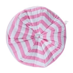 Pink And White Stripe Pleated Round Floor Cushion