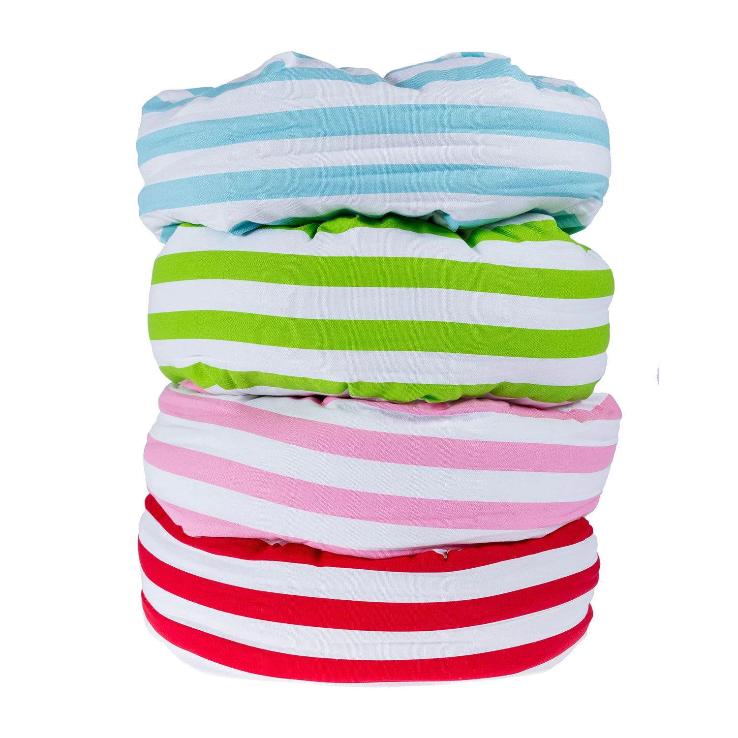 Green And White Stripe Pleated Round Floor Cushion - Image 4