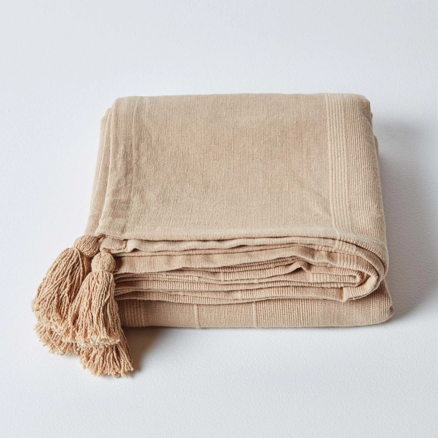 Cotton Rajput Ribbed Beige Throw, 255 X 360 Cm - Image 3