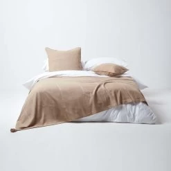 Cotton Rajput Ribbed Beige Throw, 255 X 360 Cm