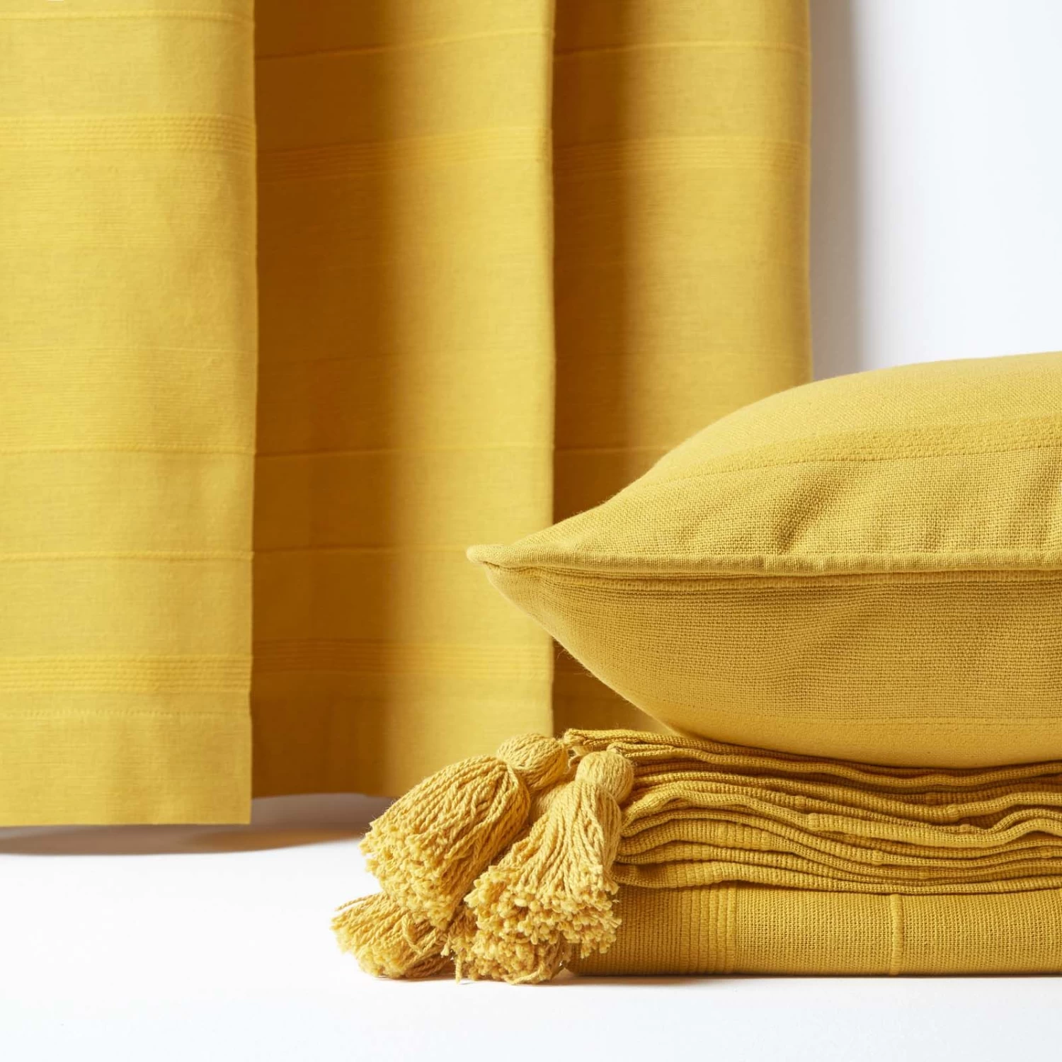 Cotton Rajput Ribbed Yellow Throw - Image 6