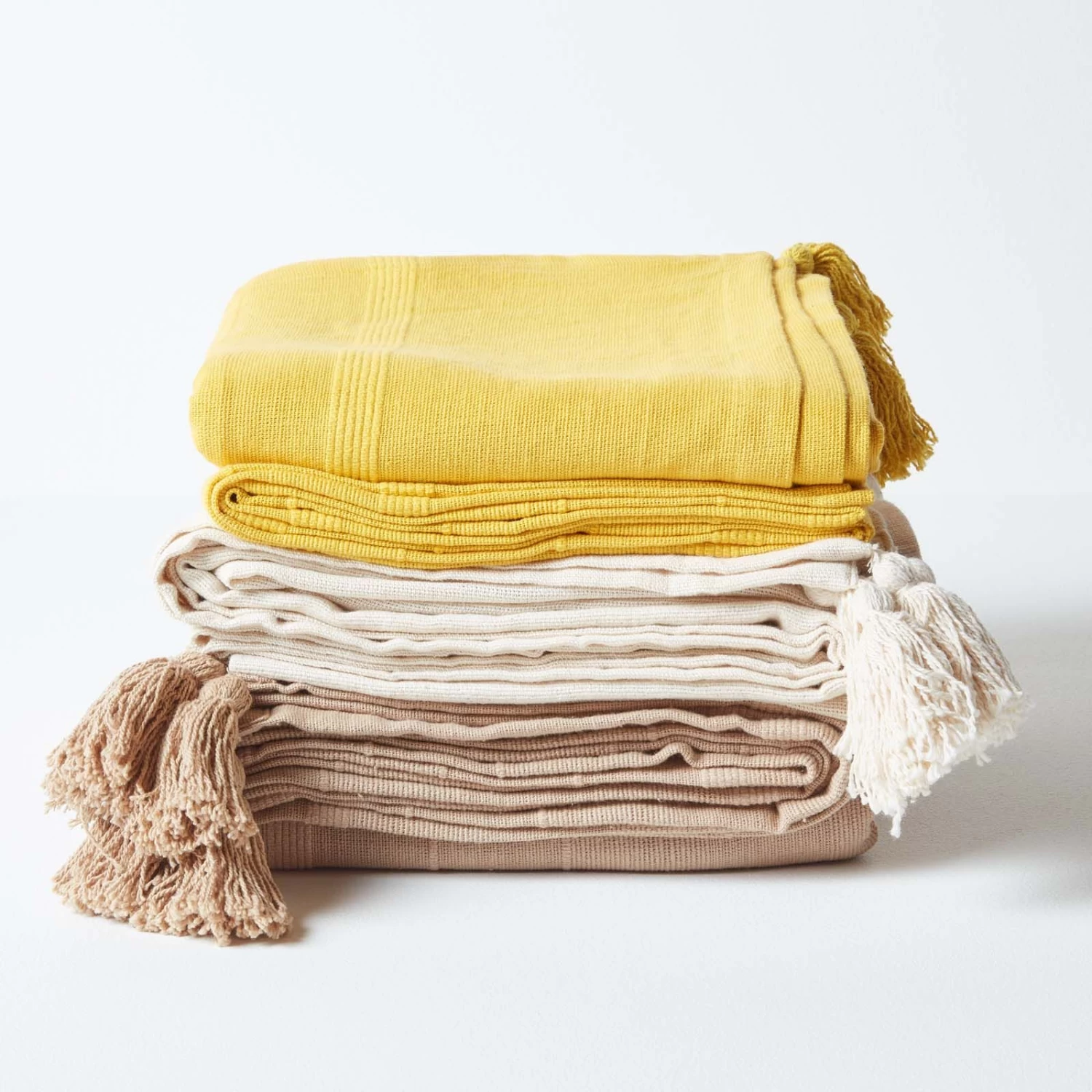 Cotton Rajput Ribbed Yellow Throw - Image 7