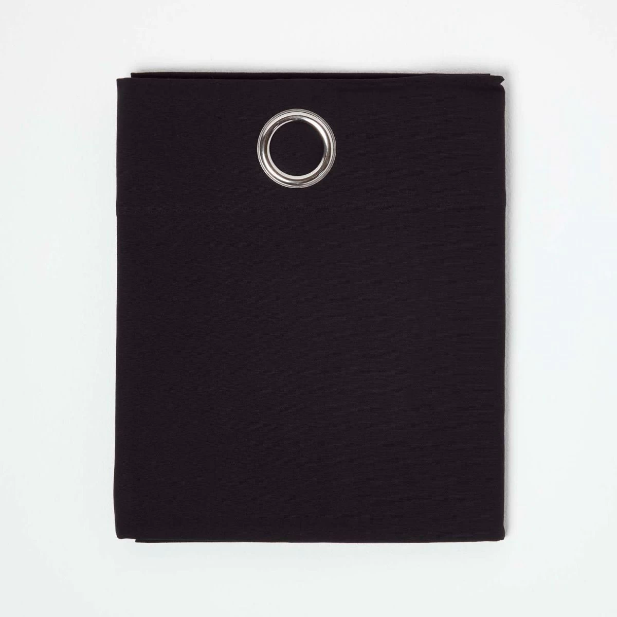 Cotton Plain Black Ready Made Eyelet Curtain Pair - Image 3