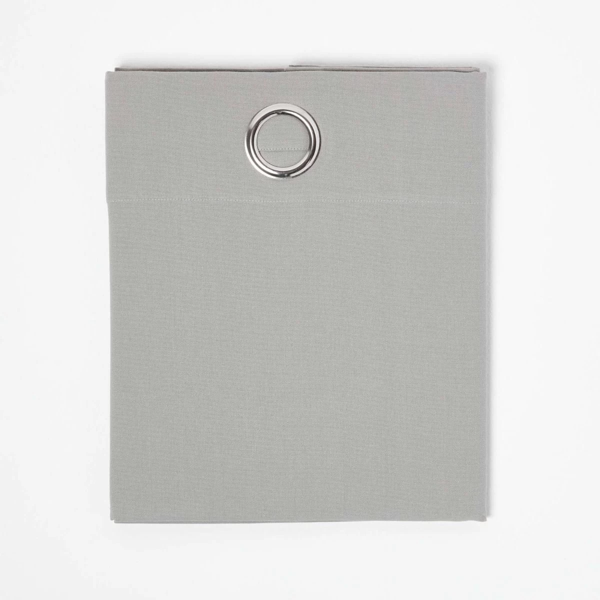 Cotton Plain Grey Ready Made Eyelet Curtain Pair - Image 2