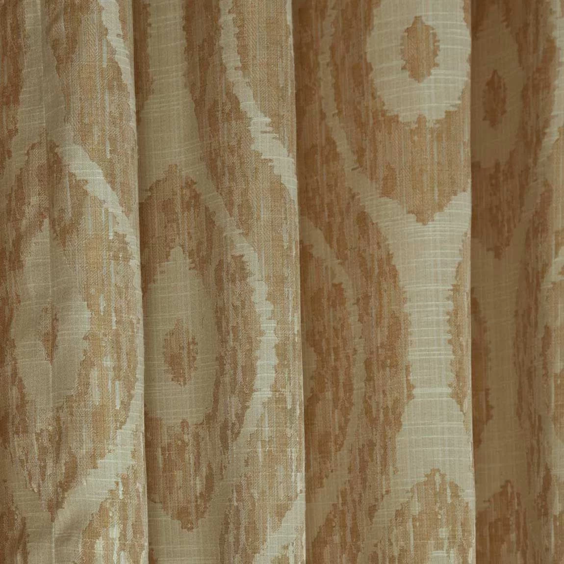 Cream And Gold Jacquard Curtain Abstract Ikat Design Fully Lined With Tie Backs, 46 X 72" Drop - Image 3