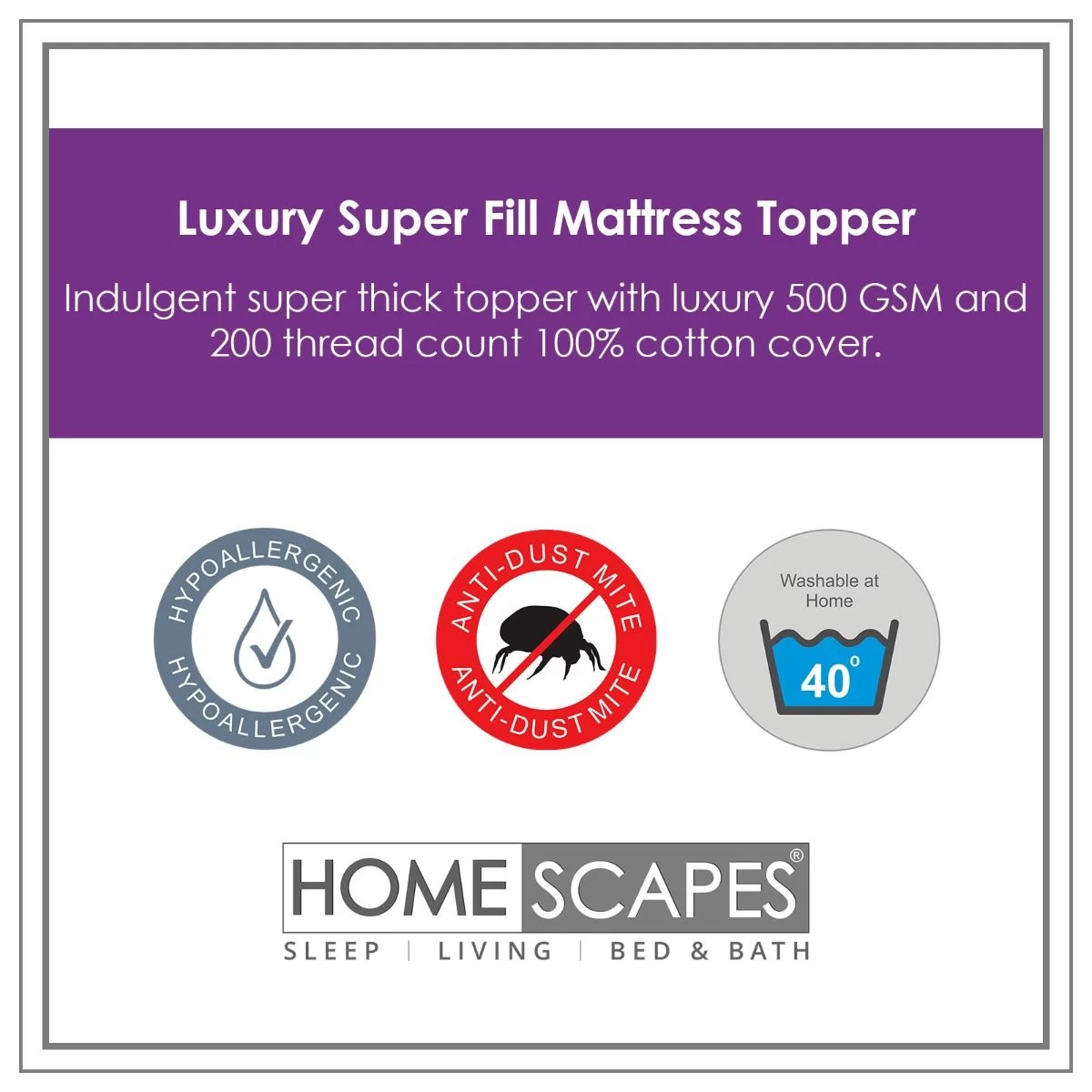 Luxury Extra Thick 500 GSM Cotton Mattress Topper - Image 2