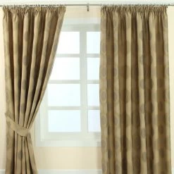 Gold Jacquard Curtain Modern Curve Design Fully Lined