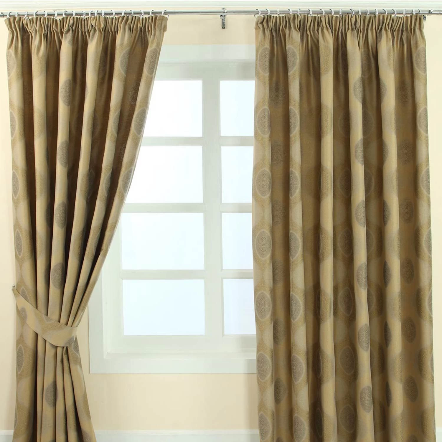 Gold Jacquard Curtain Modern Curve Design Fully Lined
