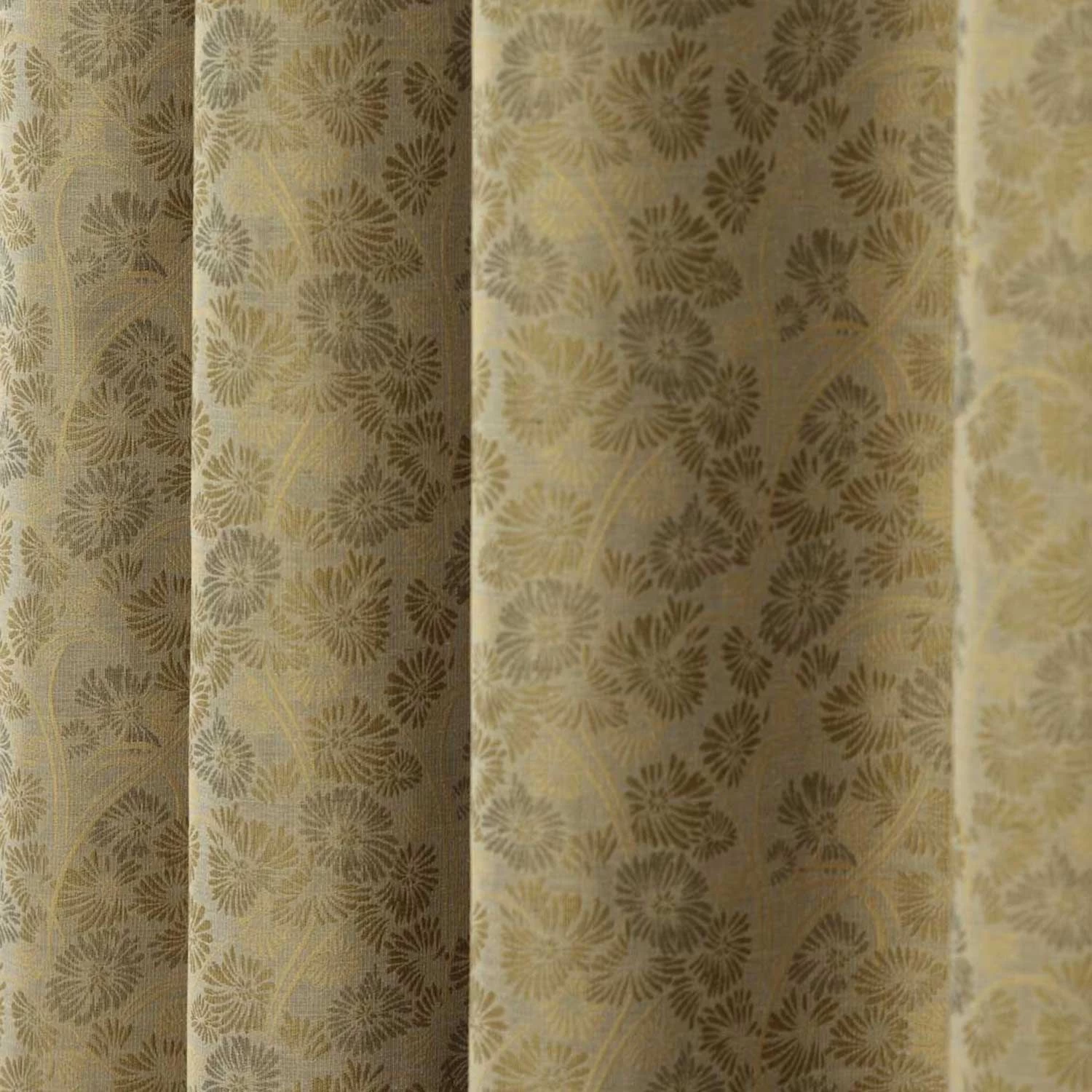 Gold Jacquard Curtain Vintage Floral Design Fully Lined With Tie Backs, 46 X 72" Drop - Image 2