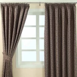 Purple Jacquard Curtain Vintage Floral Design Fully Lined