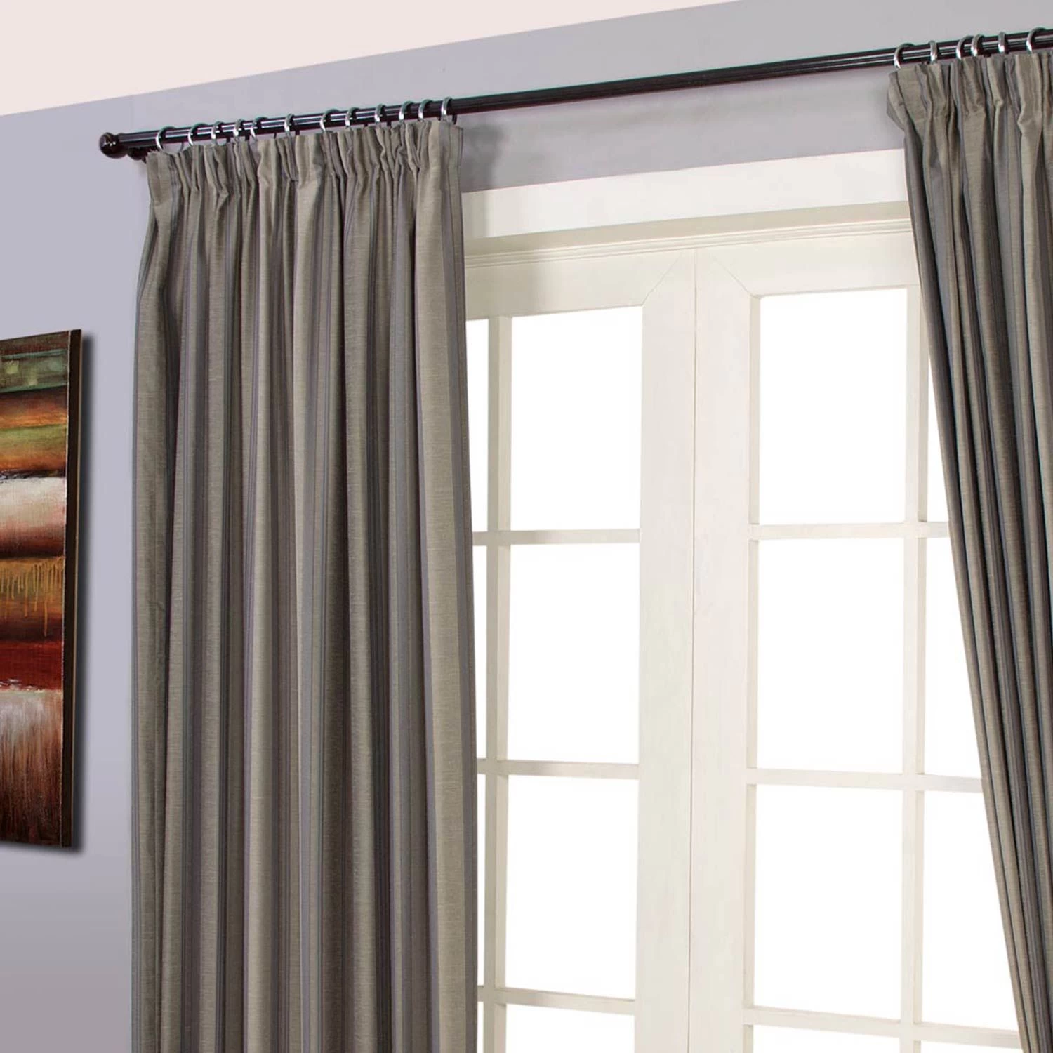 Grey Jacquard Curtain Modern Striped Design Fully Lined - Image 4