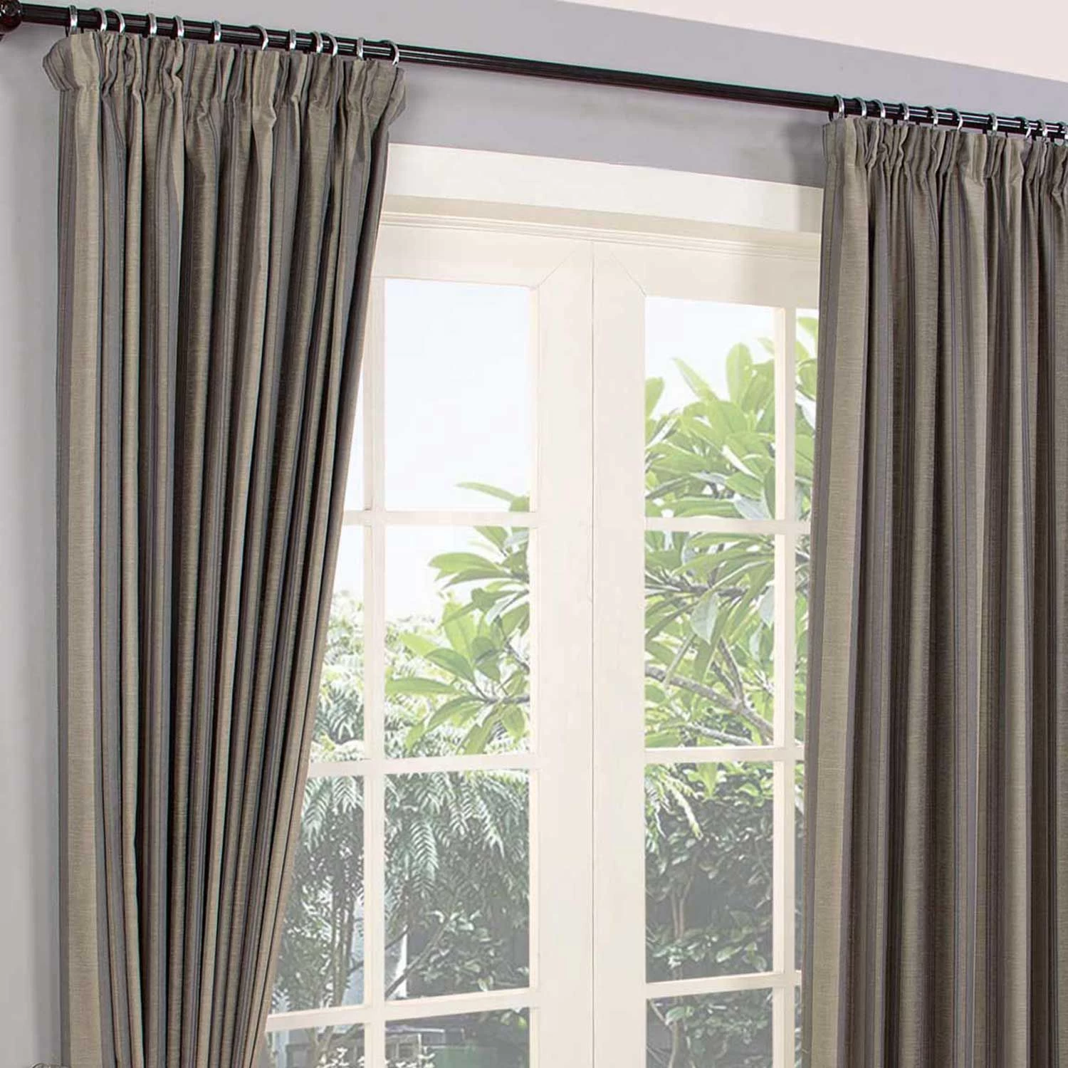 Grey Jacquard Curtain Modern Striped Design Fully Lined - Image 3