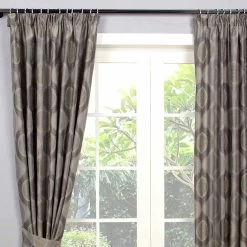 Grey Jacquard Curtain Modern Curve Design Fully Lined