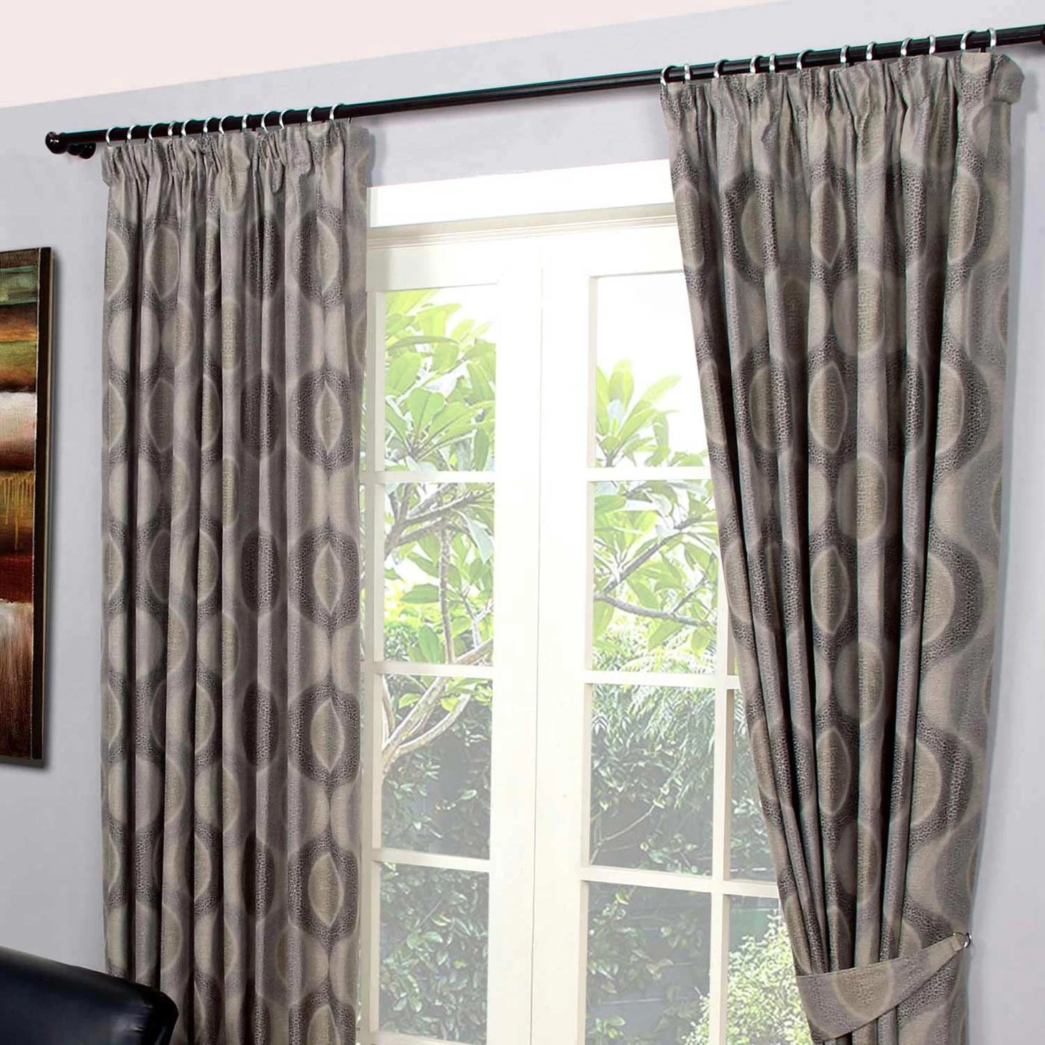 Grey Jacquard Curtain Modern Curve Design Fully Lined - Image 4