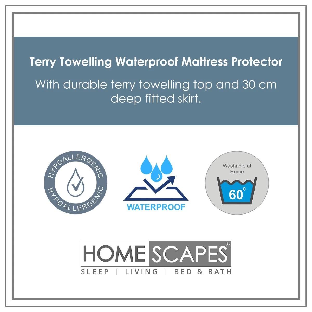 Terry Towelling Waterproof Mattress Protector Euro Size - Image 2