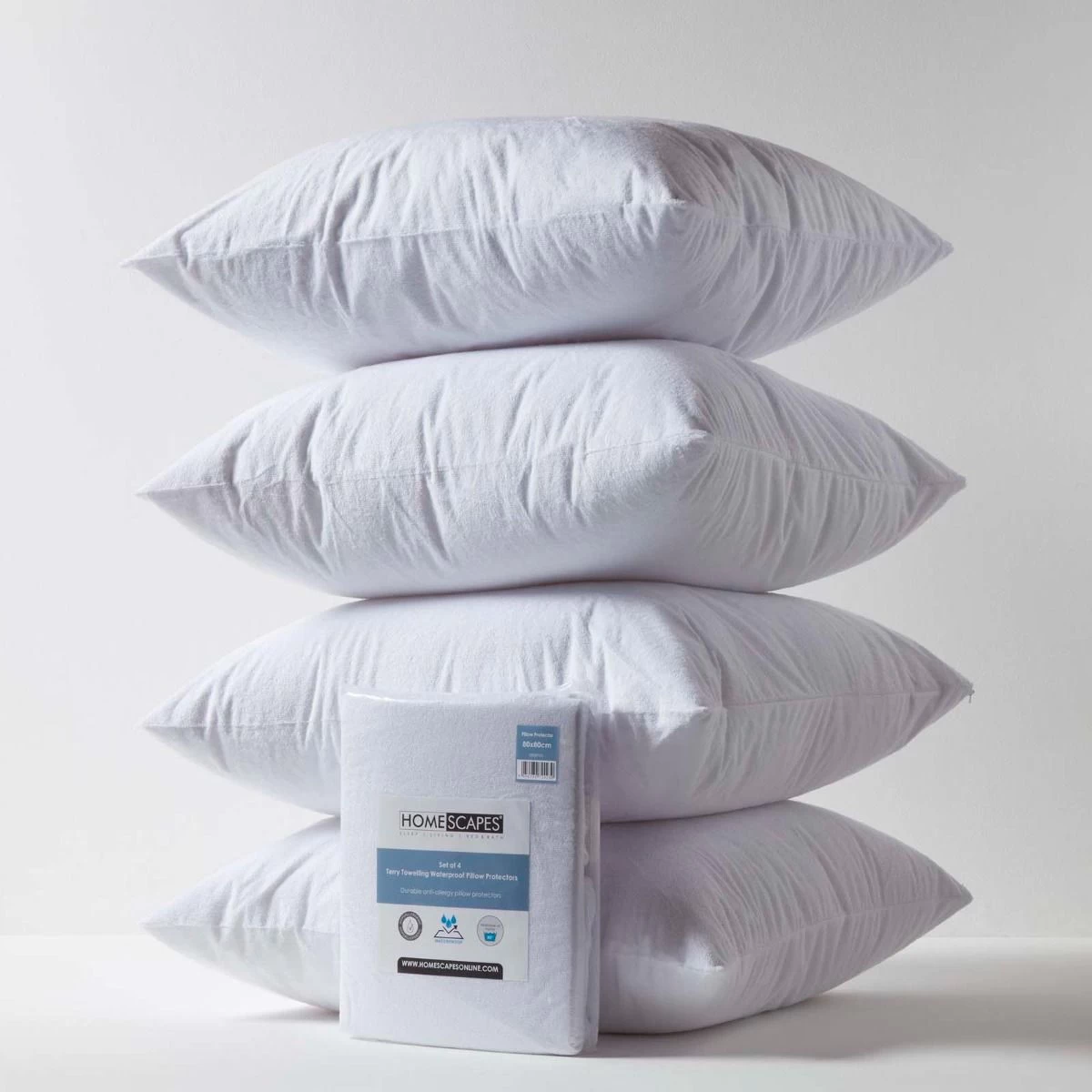 Terry Towelling Waterproof Pillow Protectors, Pack Of 4 - Image 3
