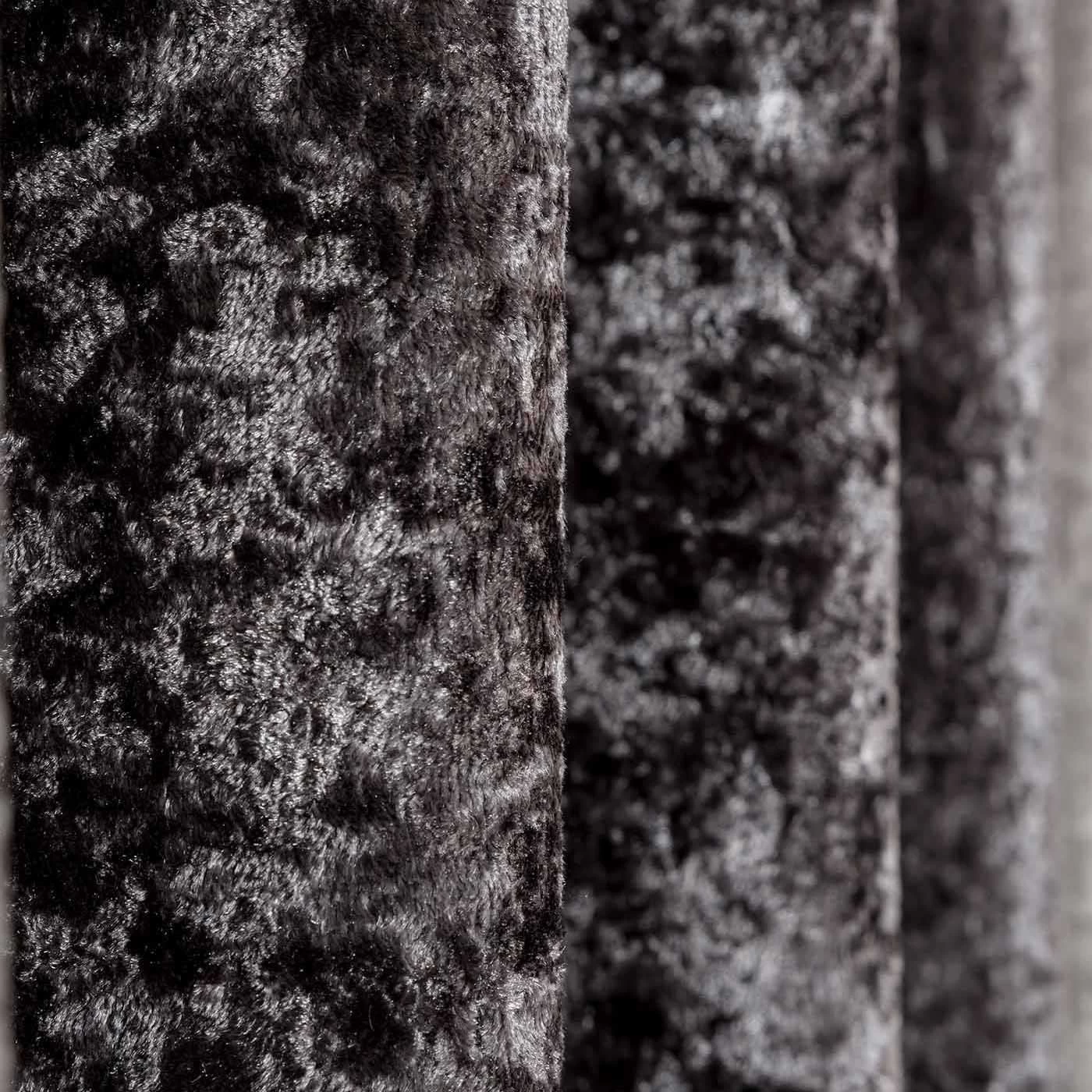 Dark Grey Luxury Crushed Velvet Lined Eyelet Curtain Pair - Image 2