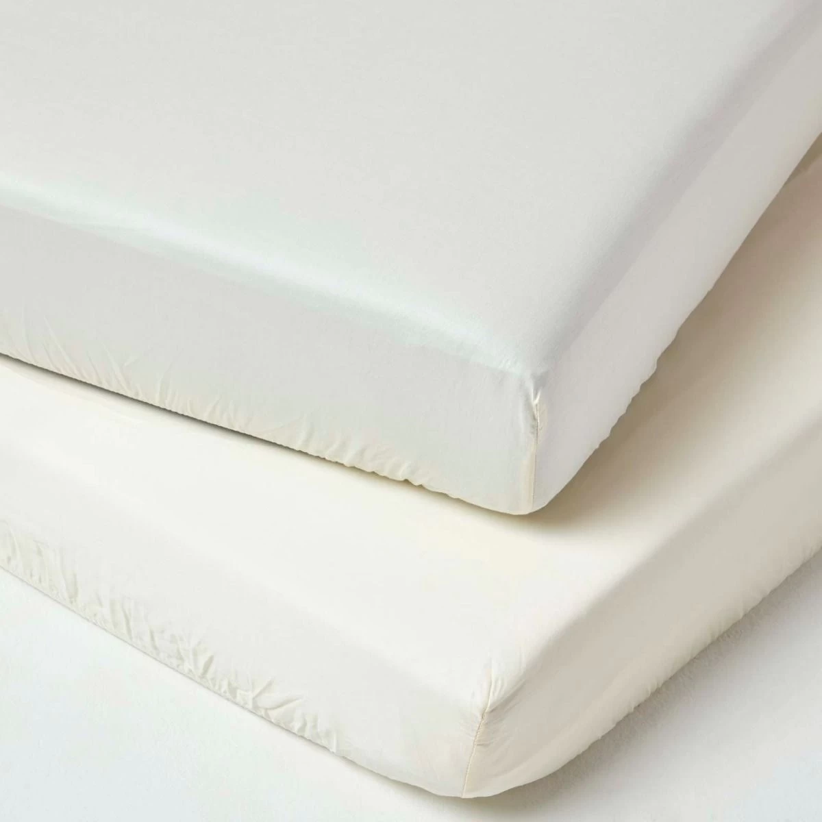 Cream Organic Cotton Cot Bed Fitted Sheets 400 Thread Count, 2 Pack