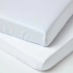 White Organic Cotton Cot Bed Fitted Sheets 400 Thread Count, 2 Pack