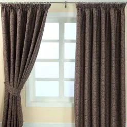Purple Jacquard Curtain Floral Damask Design Fully Lined