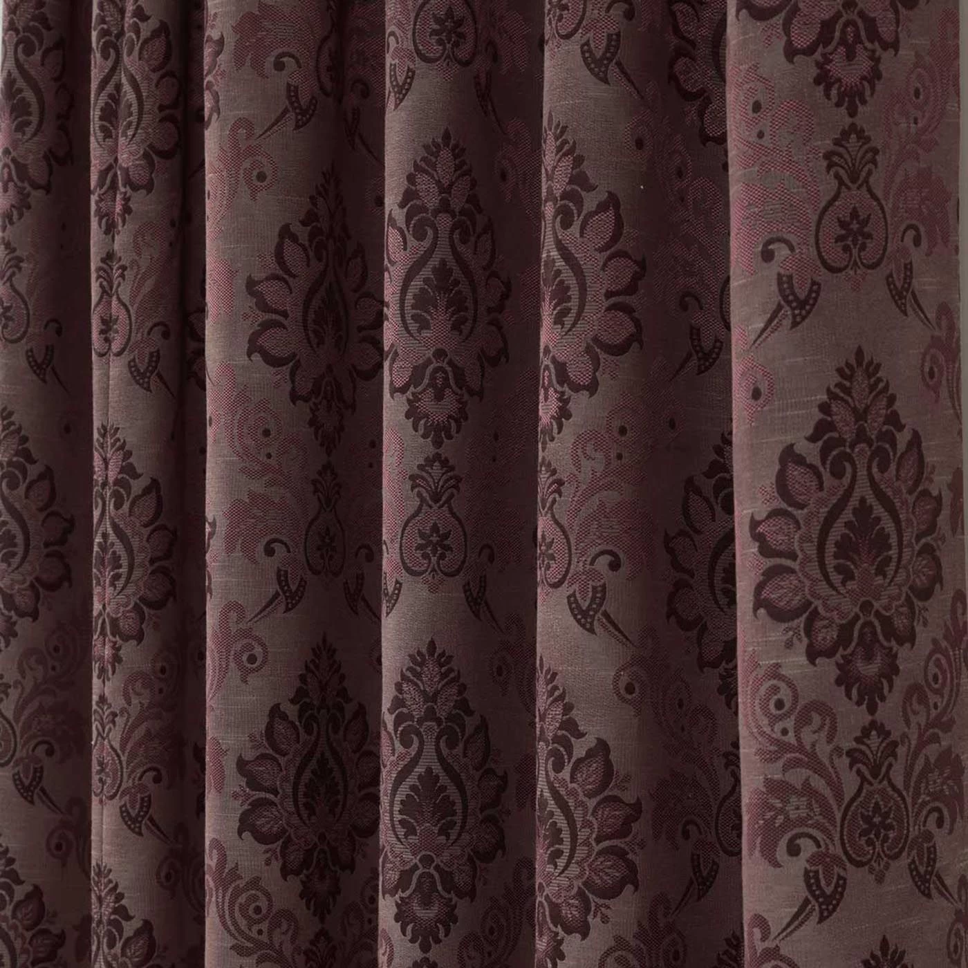 Purple Jacquard Curtain Traditional Damask Design Fully Lined - 46" X 54" Drop - Image 2