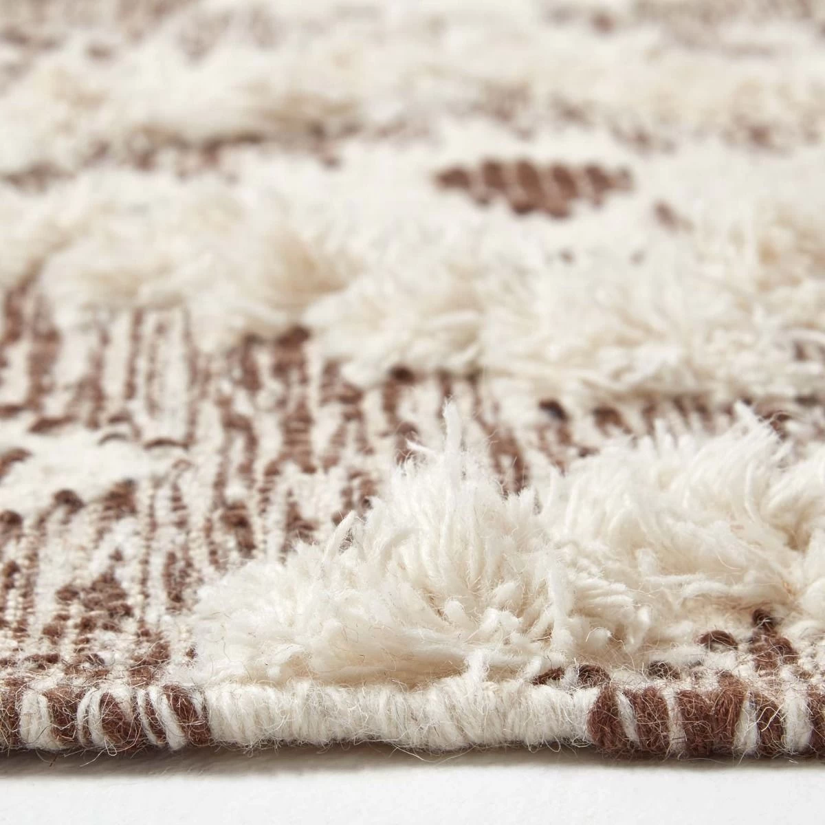 Lhasa Handwoven Brown And Cream Diamond Kilim Wool Rug - Image 4