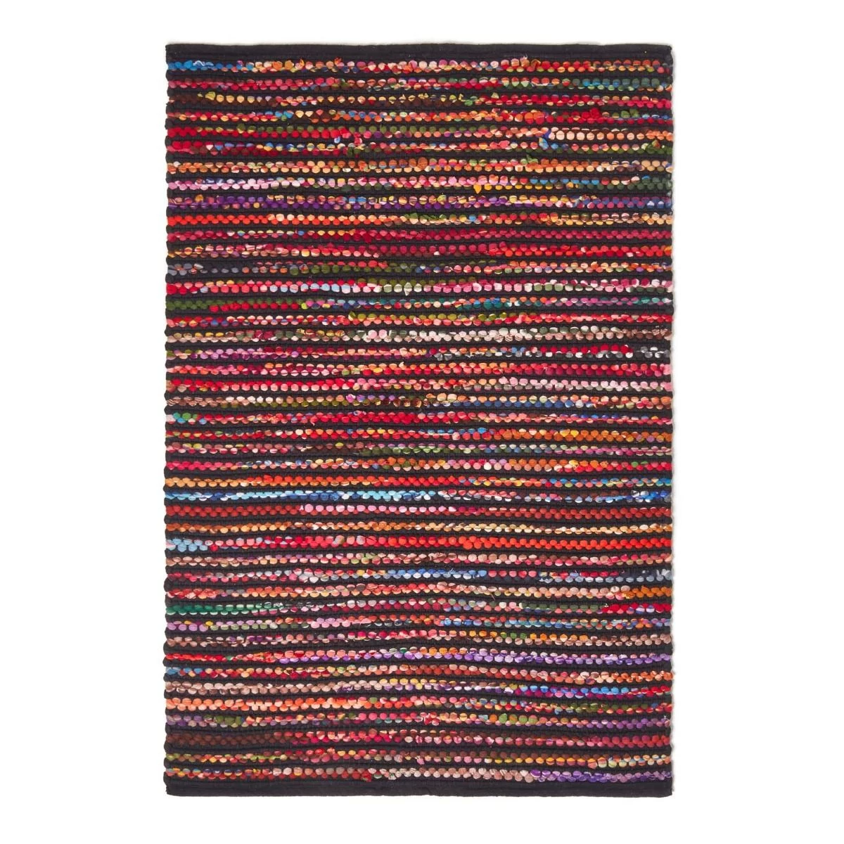 Handwoven Multi Coloured Recycled Chindi Folk Rug - Image 2