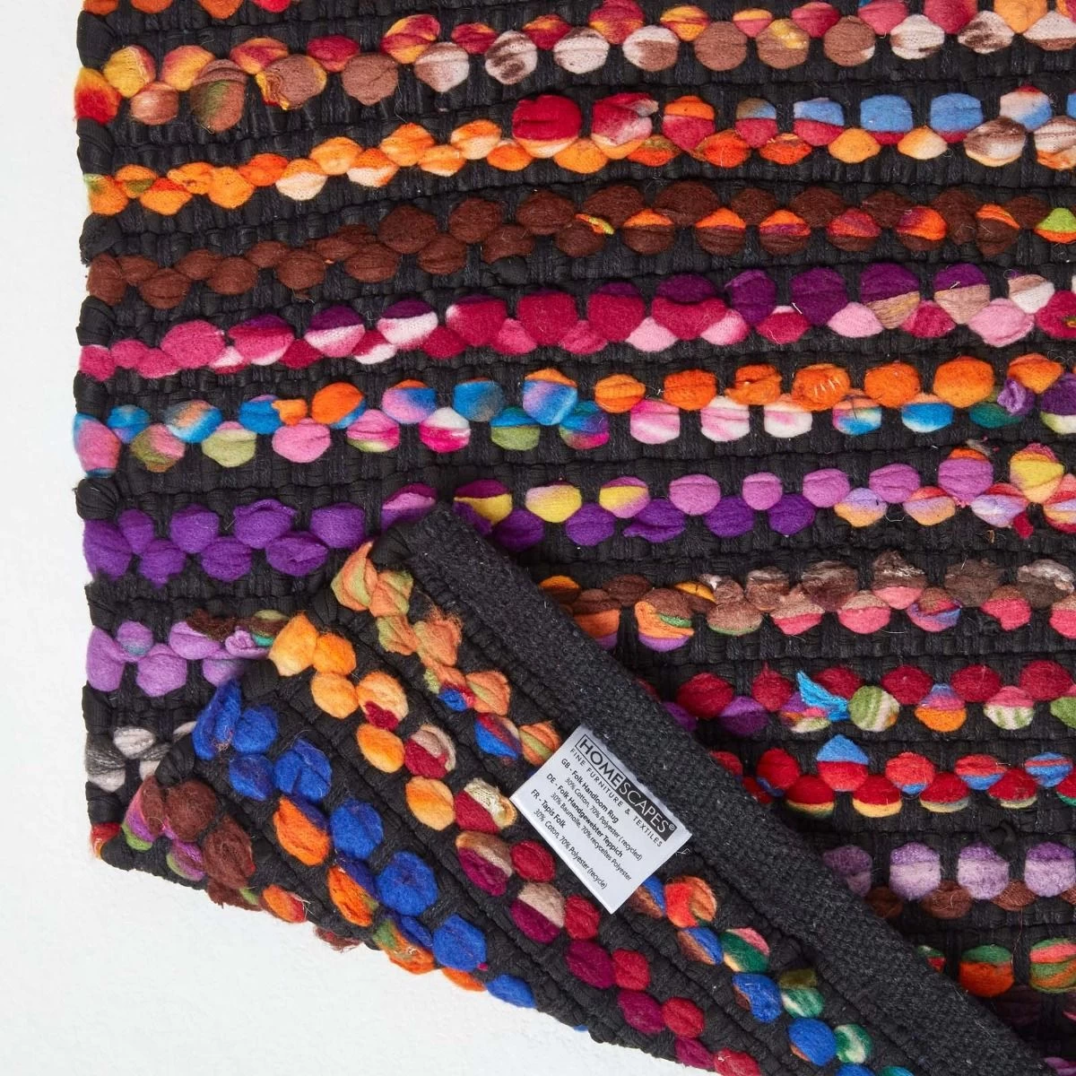 Handwoven Multi Coloured Recycled Chindi Folk Rug - Image 5