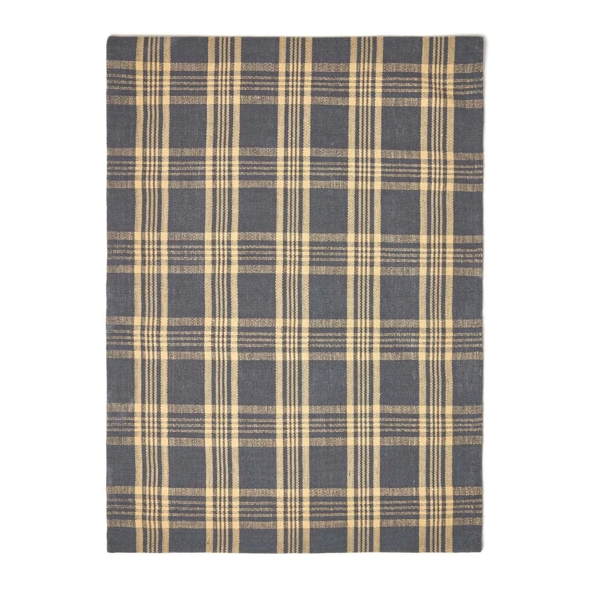 Douglas Grey And Yellow Tartan Check Non-Slip 100% Wool Rug - Image 2