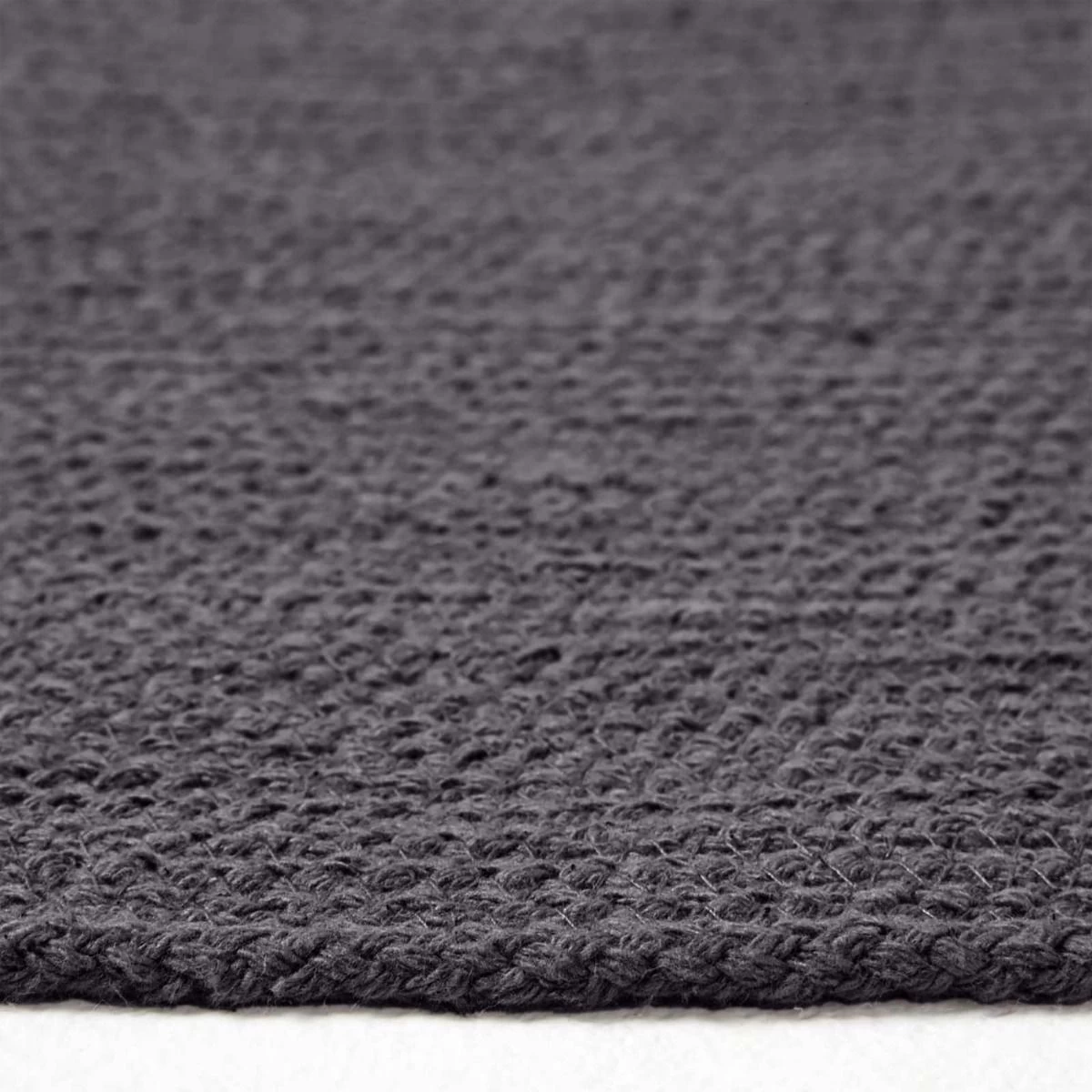 Black Handmade Woven Braided Round Rug, 120 Cm - Image 4