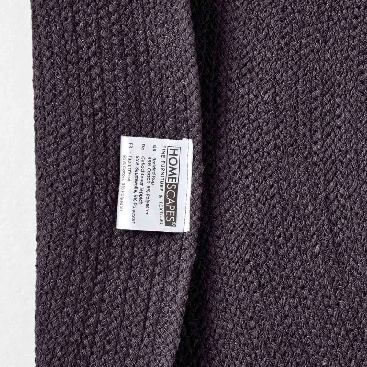 Black Handmade Woven Braided Round Rug, 120 Cm - Image 5