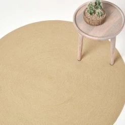 Linen Handmade Woven Braided Round Rug, 150 Cm
